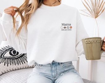 Embroidered Sports Mama Crewneck Sweatshirt, Customizable, Football Baseball Soccer Basketball, Mothers Day Gift, Sports Mom, Sports Spirit,