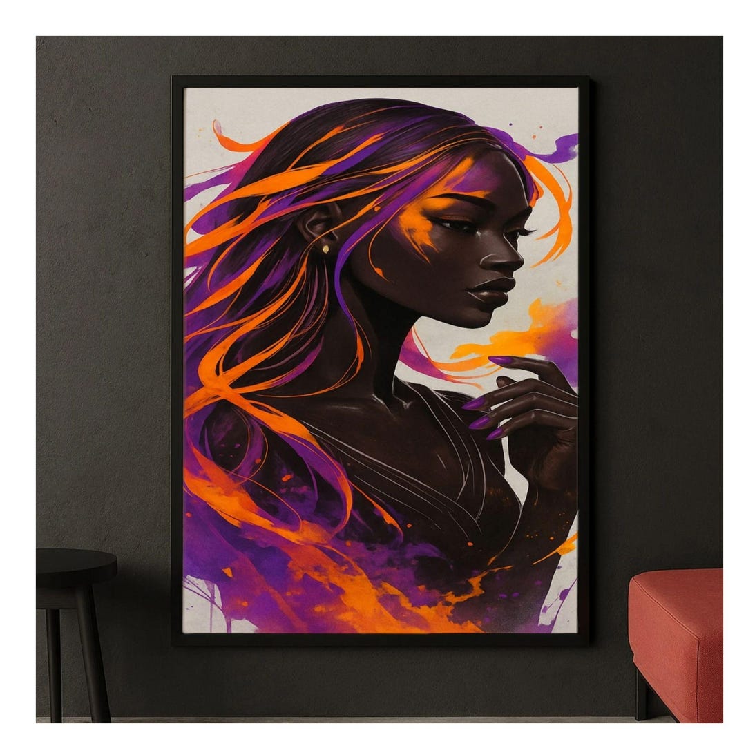 Abstract Black Woman -digital Wall Art - Modern Feminine Art Download ...