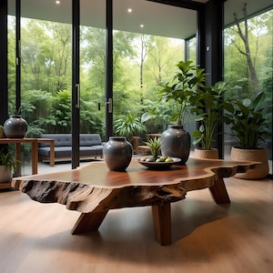 Solid Wood Coffee Table, Modern Coffee Table, Rustic Natural Wood Coffee Table for Living Room Decoration