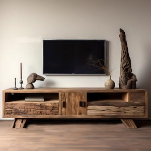 Wabi-sabi Solid Wood TV Stand – Minimalist Retro Low Cabinet, Japanese Style Media Console, Custom Wooden Sideboard