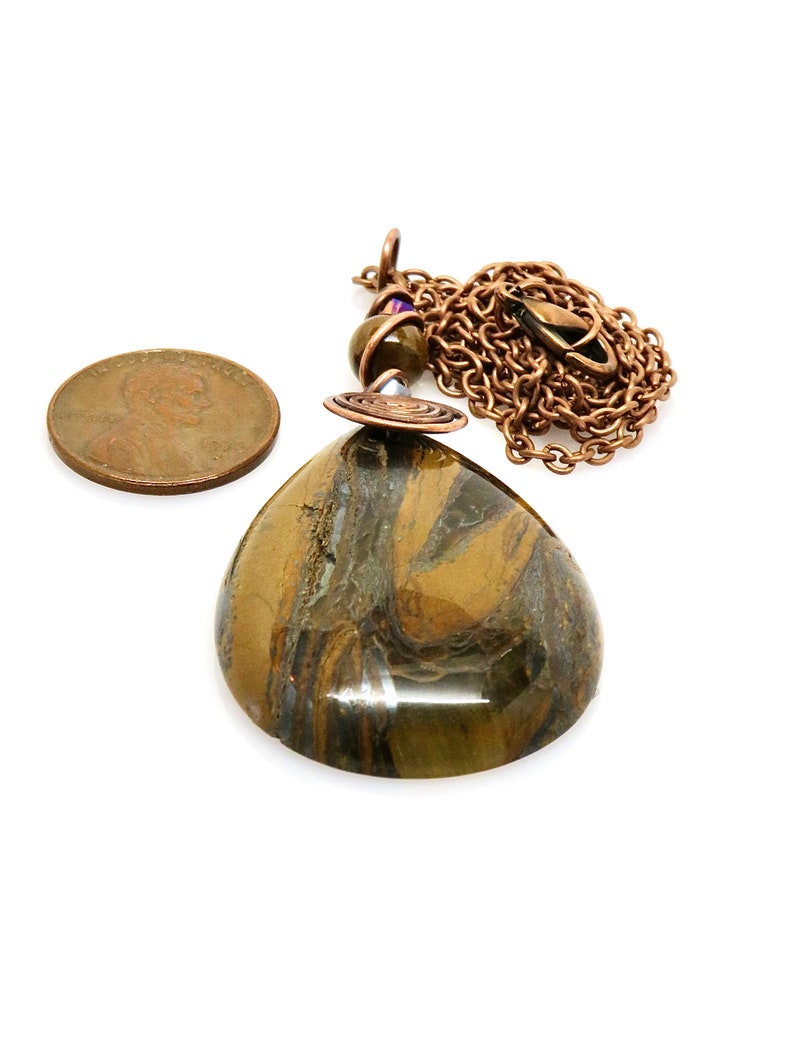 GENUINE Tigers Eye Striped Stone Amber Honey Color Striped Tiger Eye Two Tone Stone Brown STRIPED Stone Pendant UNIQUE Tiger Eye Teardrop