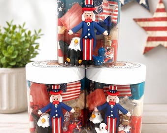 Sensory Play Dough Jar | 4th of July Party Favors | Kids Busy Bag Activity