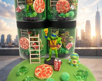 Sensory Play Dough Jar | Ninja Turtles Theme Party Favors | Kids Busy Bag Activity
