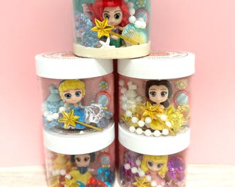 Recuerdos de fiesta de plastilina de princesa, frascos de recuerdo para fiestas de cumpleaños infantiles, kit sensorial de princesa para niñas, bolsas de actividades con plastilina no tóxica
