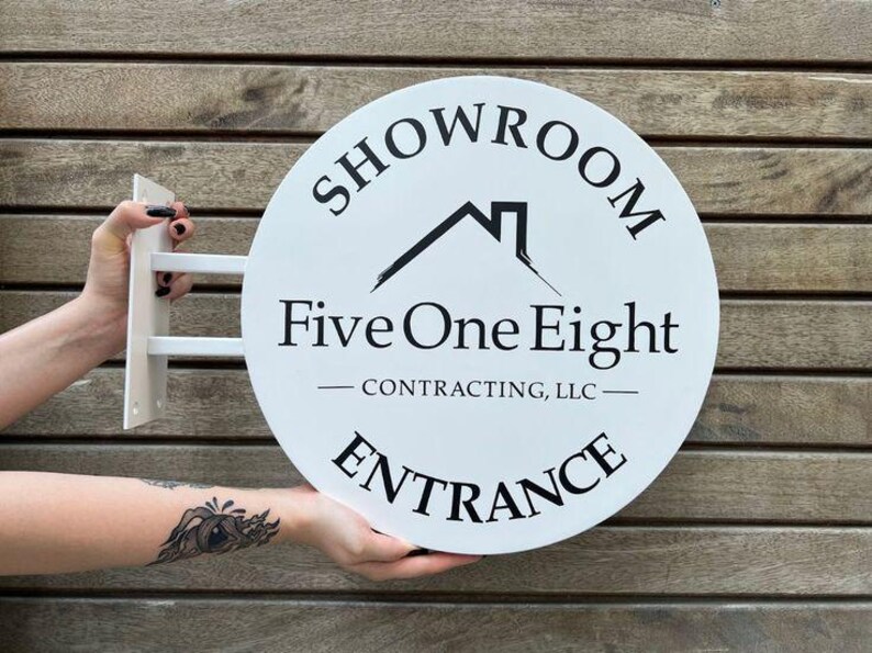 Round Hanging Blade Sign, Custom Business Sign, Outdoor Double Sided ...