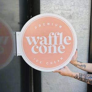 Custom Blade Sign for Shops & Businesses, Double-sided Metal Sign, Wall Mounted Commercial Sign, Custom Round Hanging Sign, Outdoor Signage