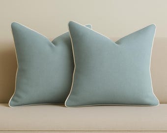 Waterproof Linen Pillow Cover with Piping, Decorative Pillow Covers for Sofa and Livingroom
