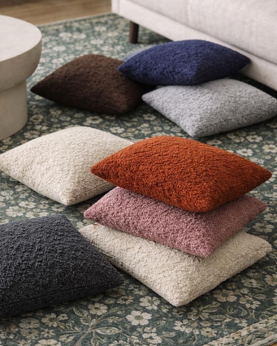 Soft Touch Boucle Kissenbezug: Handgemachtes Couchkissen