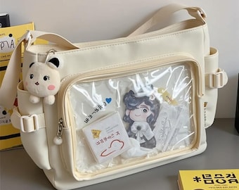 Ita Bag Crossbody, Enamel Pin Display Bag, Anime Ita Bag, Shoulder Messenger Bag, Kawaii Itabag, Clear Window Bag with Insert