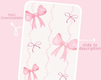 Coquette Kindle Insert Printable Pink Bows Girly E-reader Digital ...