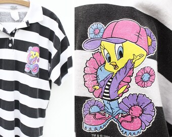 Vintage 90's TWEETY BIRD raver style - polo shirt -  authentic  nineties style