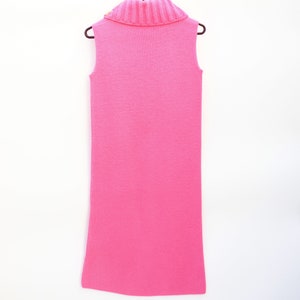 Vintage 60's Acrylic Pullover Sleeveless Sweater Dress Pink Oversized Cowl Collar Small image 3