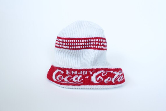 Vintage 70s Enjoy Coca-Cola Beanie - Off White & … - image 1