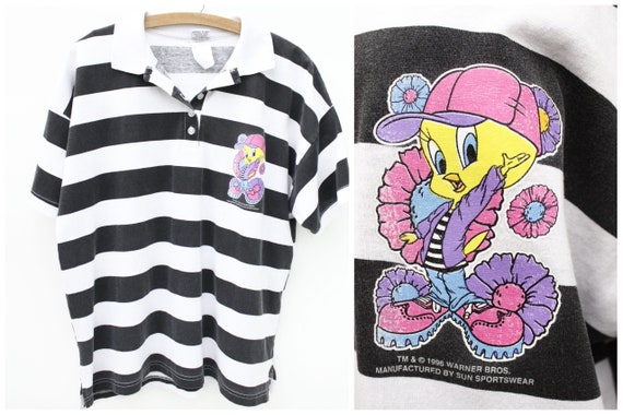 Vintage 90's TWEETY BIRD raver style - polo shirt… - image 1