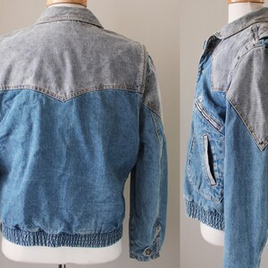 80s vintage Guess denim bomber jacket, two-tone, new wave, 1986, jean jacket, men, gray, blue image 3