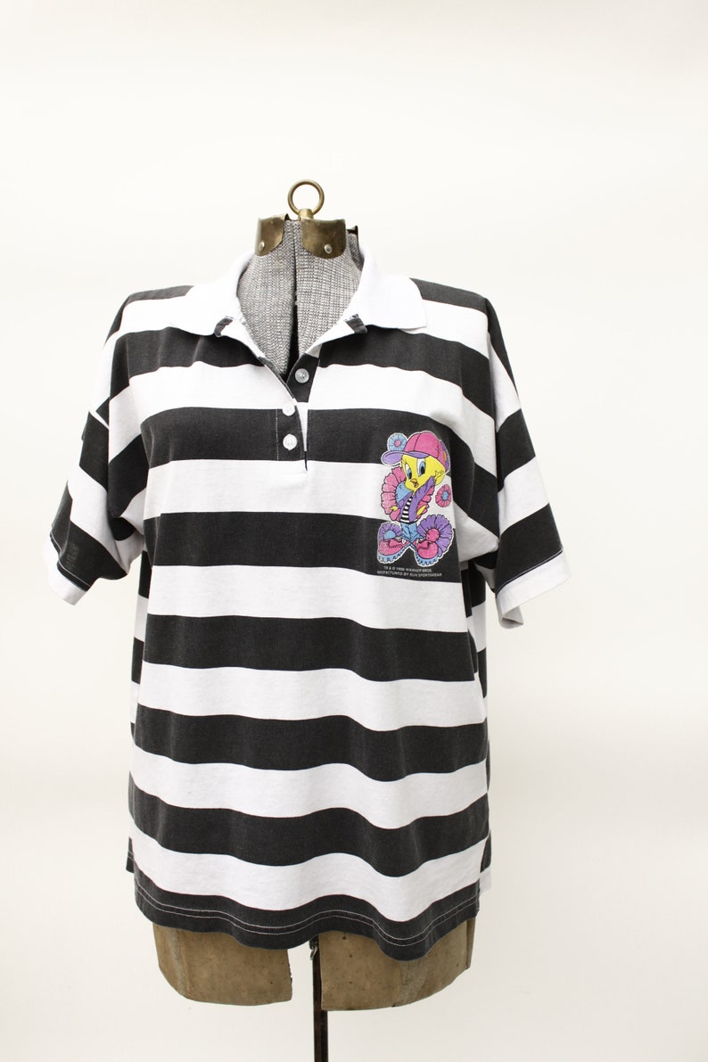 Vintage 90's TWEETY BIRD raver style polo shirt authentic nineties style image 6