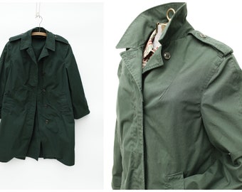 Vintage Dark Green Small Women'sTrench Coat - ROTC Issue - Removable Lining