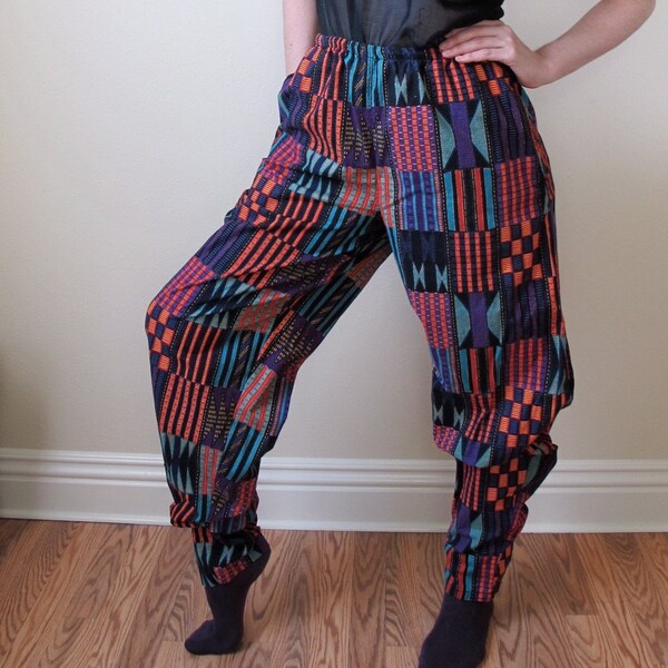 Vintage '80s African Patterned Tapered Casual Pants by International Male