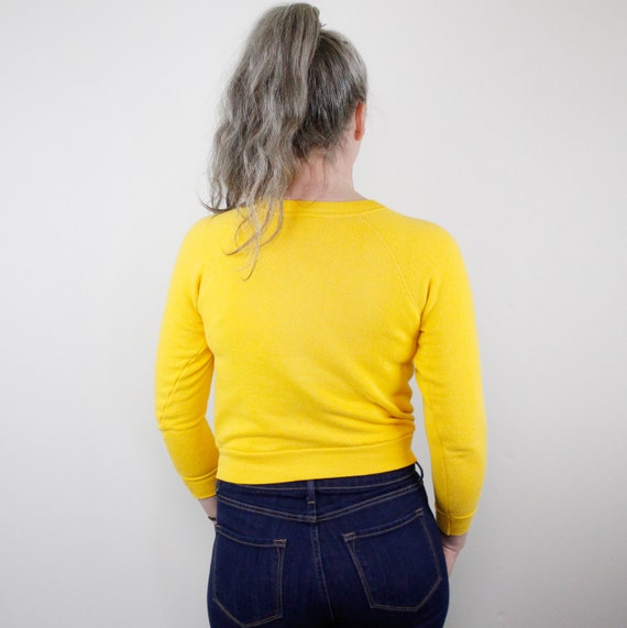 Vintage 80's sweatshirt, golden yellow, Handmade … - image 5