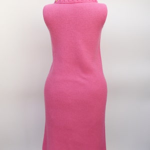Vintage 60's Acrylic Pullover Sleeveless Sweater Dress Pink Oversized Cowl Collar Small image 6