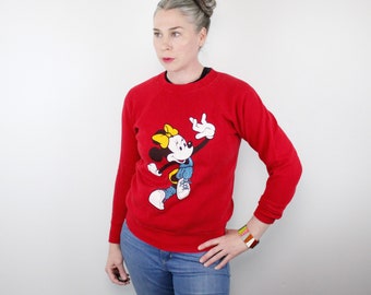 Vintage 80's red sweatshirt, Minnie Mouse, Aerobics, Exercise, workout - Small