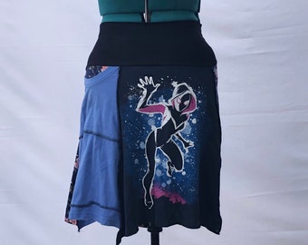 Recycled tee shirt skirt  plus size with yoga pant style waistband