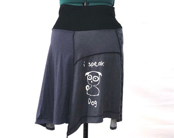 Recycled tee shirt skirt  plus size with yoga pant style waistband