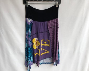 Recycled tee shirt skirt  medium with rayon waistband