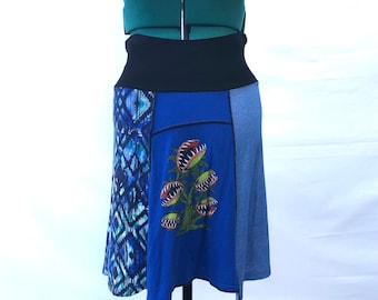 Recycled tee shirt skirt  with yoga pant style waistband size large