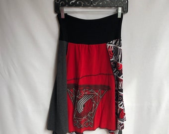 Recycled tee shirt skirt  plus size with yoga pant style waistband