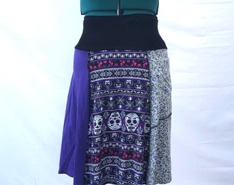 Recycled tee shirt skirt  with yoga pant style waistband size large