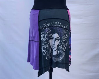 Recycled tee shirt skirt  medium with rayon waistband