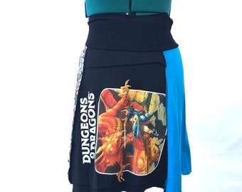 Recycled tee shirt skirt  with yoga pant style waistband size large