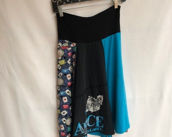 Recycled tee shirt skirt  small with rayon yoga style waistband