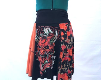 Recycled tee shirt skirt  with yoga pant style waistband size large