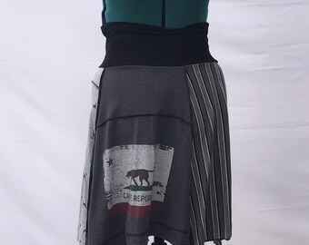 Recycled tee shirt skirt  plus size with yoga pant style waistband