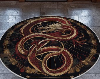 Spiritual Dragon Rug, Gothic Decor, Medieval Fantasy Rug, Dark Academia Rug, Teenager Youth Room Decor, Living Room Rug, Unique Gift