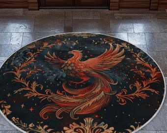 The Magnificent Phoenix Rug, Gothic Decor, Medieval Fantasy Rug, Dark Academia Rug, Teenager Youth Room Decor, Living Room Rug, Unique Gift