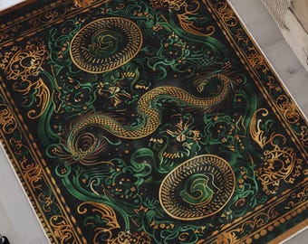 The Chakra Dragon Rug, Gothic Decor, Medieval Fantasy Rug, Dark Academia Rug, Teenager Youth Room Decor, Living Room Rug, Unique Gift