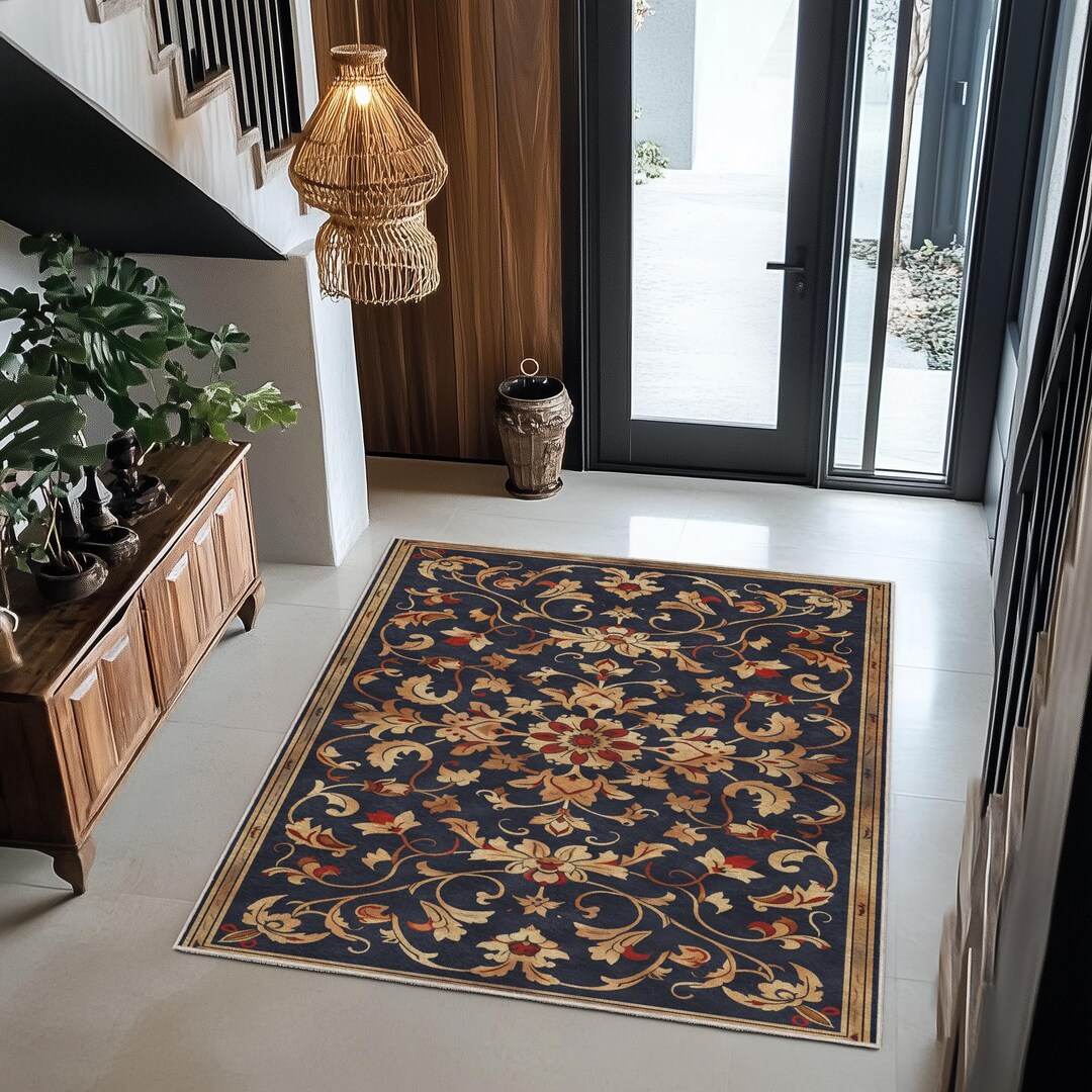 Carpet Rococo Red Baroque & Rococo Style Moroccan Rug - Elegant Area Rug for Living Room ...