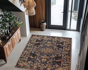 Baroque & Rococo Style Moroccan Rug - Elegant Area Rug for Living Room or Entryway, Vintage Ornate Design, Persian Carpet, Boho Decor, Rug