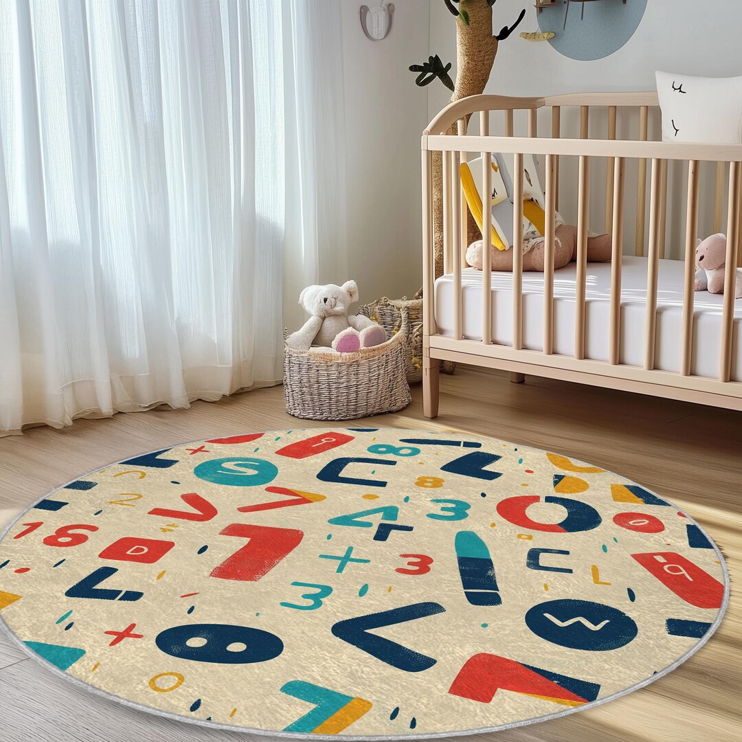 Numbers Letters Plus Like Designs Baby Room Rug,cute Style Rug for Baby ...
