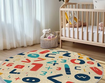 Alfombra para habitación de bebé con números, letras y diseños similares, bonita alfombra para habitación de bebé, diseño ornamentado, decoración bohemia, suave y lavable, para guardería.
