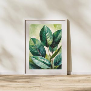 Watercolor Calathea Orbifolia Print – Botanical Wall Art, Plant Lover Gift, Minimalist Plant Poster, Tropical Houseplant Decor