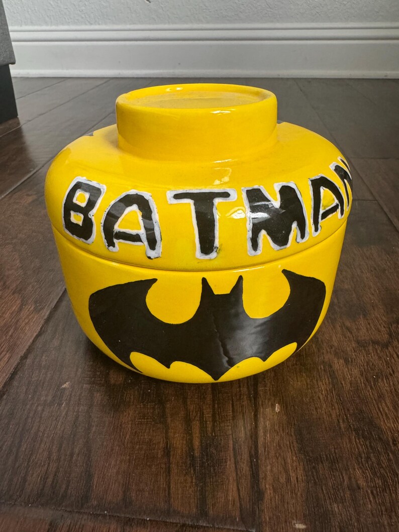 Hand Painted Batman Ceramic Jar – Superhero Cookie or Candy Container ...