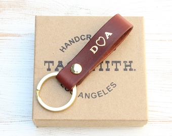 Valentines Day Gift For Her Personalized Leather Keychain with Initials and Heart, Girlfriend or Wife Gift, Custom Key Fob, Long Distance