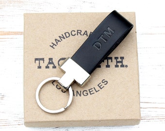 Leather Keychain Personalized for Men or Women, Custom Name Key chain, Key Ring, Key Fob, Mens Gift, Boss Gift, Client Gift, Coworker Gift