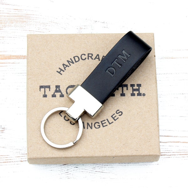 Leather Keychain Personalized for Men or Women, Custom Name Key chain, Key Ring, Key Fob, Mens Gift, Boss Gift, Client Gift, Coworker Gift