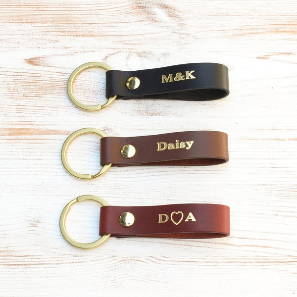 Personalized Custom Leather Keychain for Women with Gold Foil Letters, Name, Initials, Heart, Plus, Ampersand Symbols Available