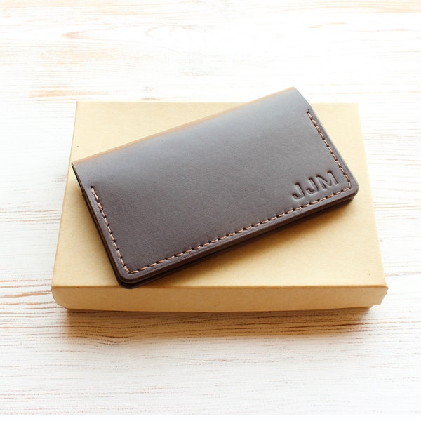 Business Card Holder, Leather Business Card Case Personalized with Name or Initials, Best Gifts for Him, Lawyer Gift, Phd Graduation Gift